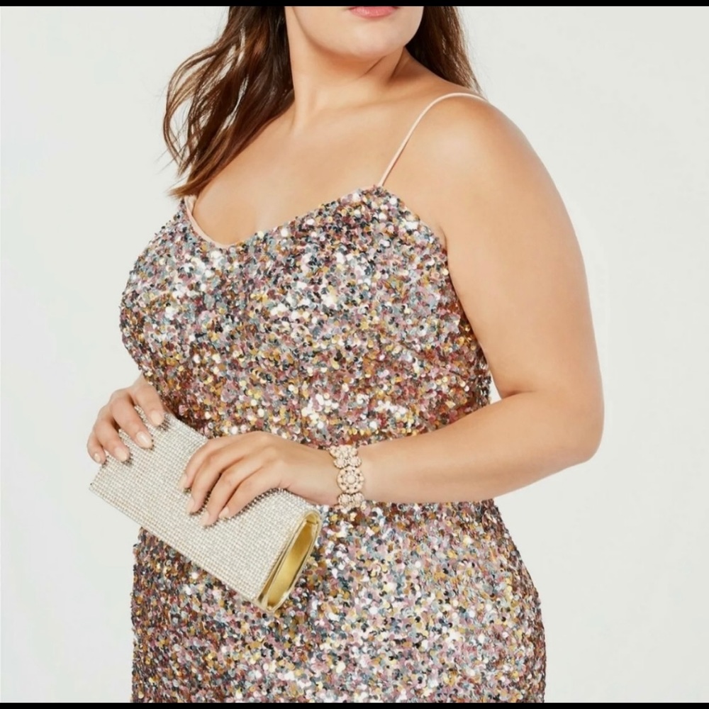 Adrianna Papell Plus Sequin Midi Dress